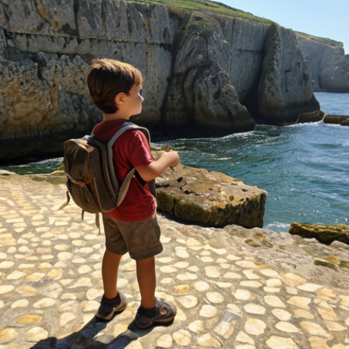 Home 15 ** Children learning about the Discoveries while exploring the Portuguese coast, integrating history with outdoor exploration.
**