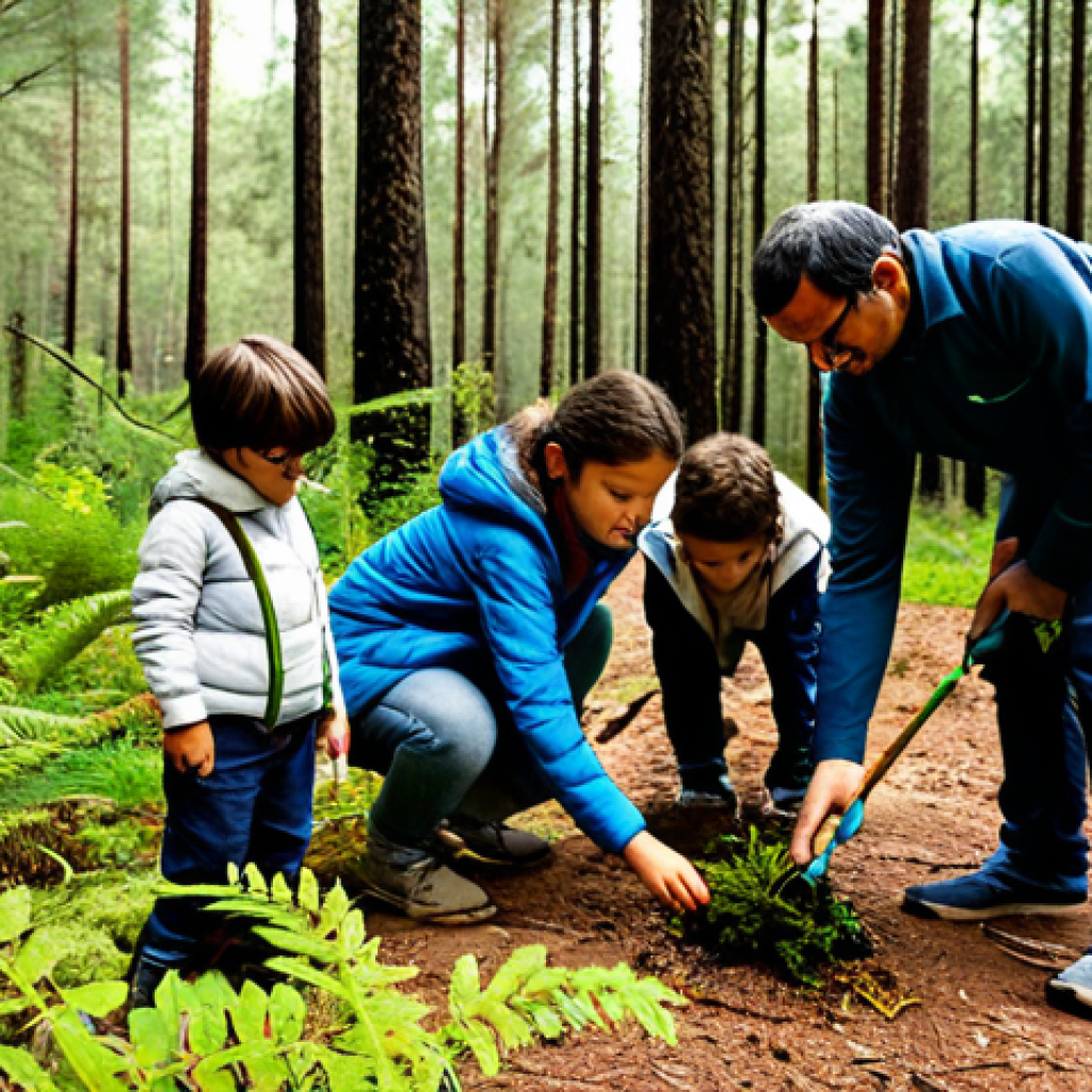 **
"A group of fully clothed children and adults participating in a forest education activity, examining plants and insects with magnifying glasses, appropriate attire, safe for work, professional setting, perfect anatomy, natural proportions, family-friendly, learning about local biodiversity in a Portuguese forest, well-formed hands, proper finger count, natural body proportions."
**