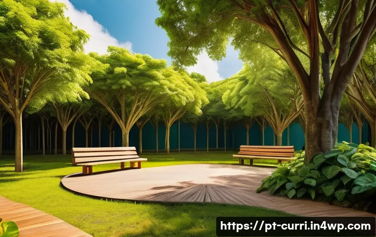 숲교육 커리큘럼의 공간 활용 - A vibrant outdoor classroom scene in a Brazilian urban park featuring diverse children aged 7-10 act...