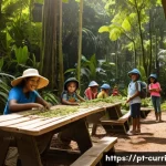 Home 22 숲교육 프로그램 운영 방법 - A vibrant outdoor environmental education workshop set in a lush Brazilian Atlantic Forest reserve, ...